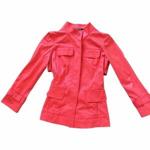 Ellen Tracy Pink Utility Jacket XS Structured Cotton Blend Statement Blazer
